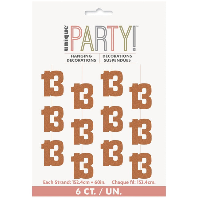 13 Jaar Hangdecoratie Rose Goud 1,52m van Unique koop je bij Partywinkel