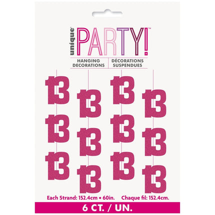 13 Jaar Hangdecoratie Roze 1,52m van Unique koop je bij Partywinkel