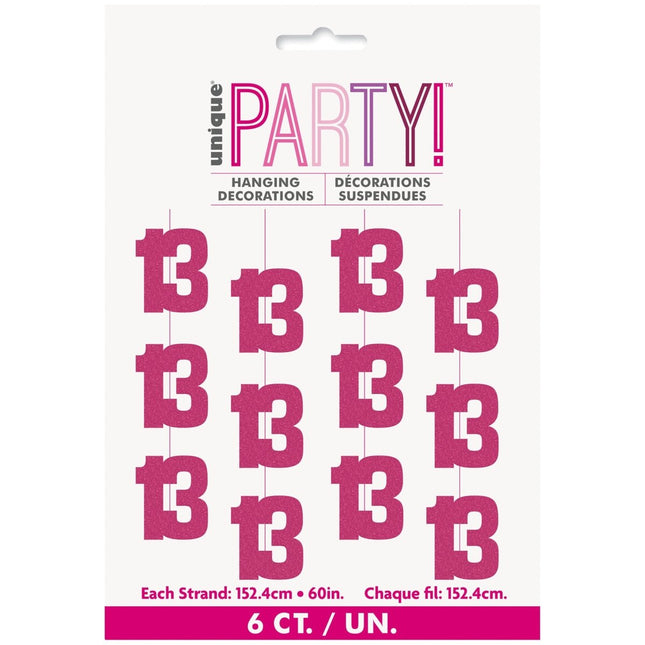 13 Jaar Hangdecoratie Roze 1,52m van Unique koop je bij Partywinkel