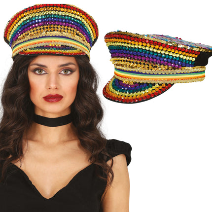 Rainbow Glitter Cap