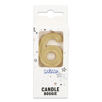 Elegant '6' Gold Candle on a Stick (3 x 4.2 x 0.7 cm)