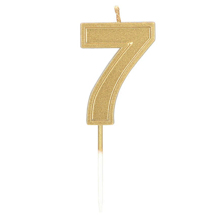 Elegant '7' Gold Candle on a Stick (3 x 4.2 x 0.7 cm)