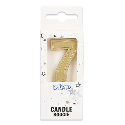 Elegant '7' Gold Candle on a Stick (3 x 4.2 x 0.7 cm)