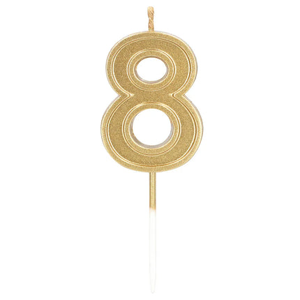 Elegant '8' Gold Candle on a Stick (3 x 4.2 x 0.7 cm)