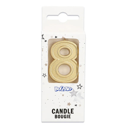 Elegant '8' Gold Candle on a Stick (3 x 4.2 x 0.7 cm)