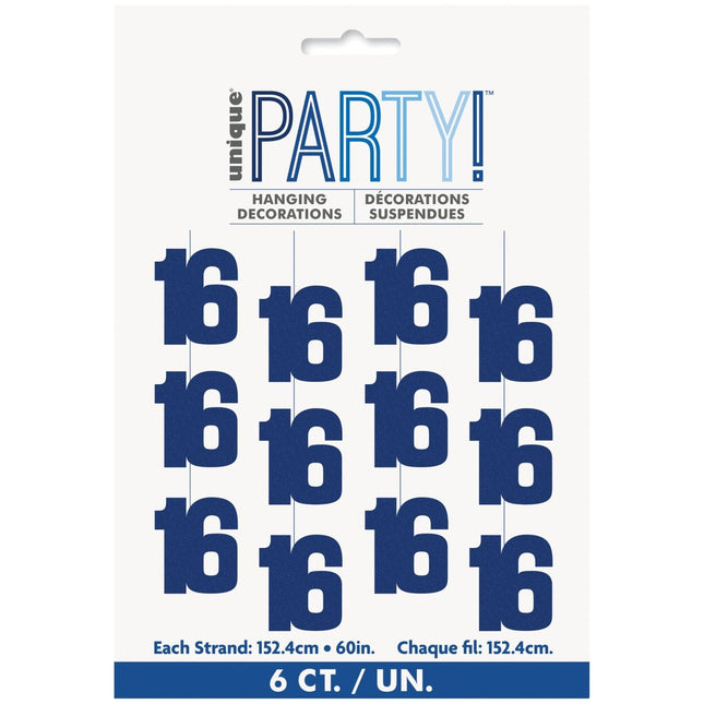 16 Jaar Hangdecoratie Blauw 1,52m van Unique koop je bij Partywinkel