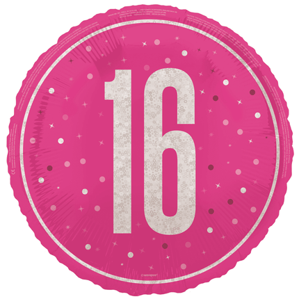 16 Jaar Helium Ballon Roze Leeg 45cm van Unique koop je bij Partywinkel
