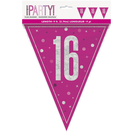 16 Jaar Slinger Roze 2,5m van Unique koop je bij Partywinkel