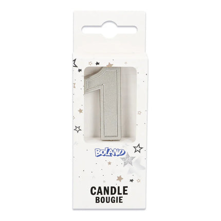 Elegant "1" Silver Candle on a Stick (3 x 4.2 x 0.7 cm)