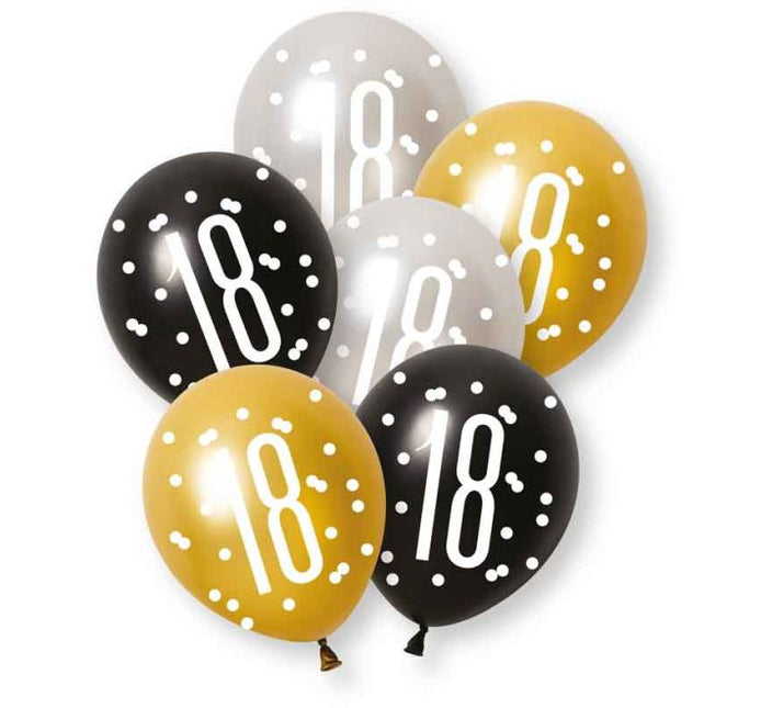 18 Jaar Ballonnen 30cm 6st van Unique koop je bij Partywinkel