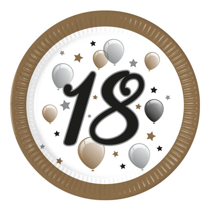 18 Jaar Borden Papier 23cm 8st van Procos koop je bij Partywinkel