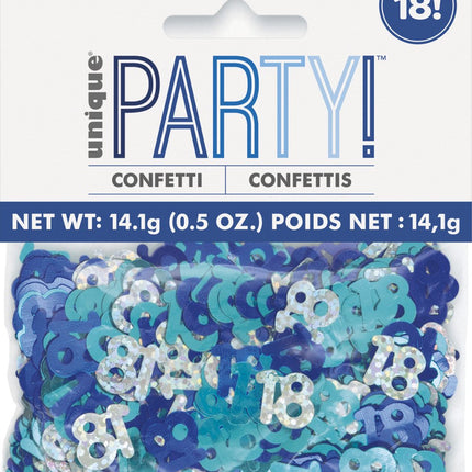 18 Jaar Confetti Zak Blauw 14gr van Unique koop je bij Partywinkel