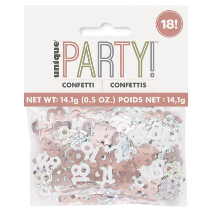 18 Jaar Confetti Zak Rose Goud 14gr van Unique koop je bij Partywinkel