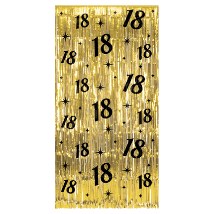 18 Jaar Deurgordijn Goud Zwart van Paper Dreams koop je bij Partywinkel