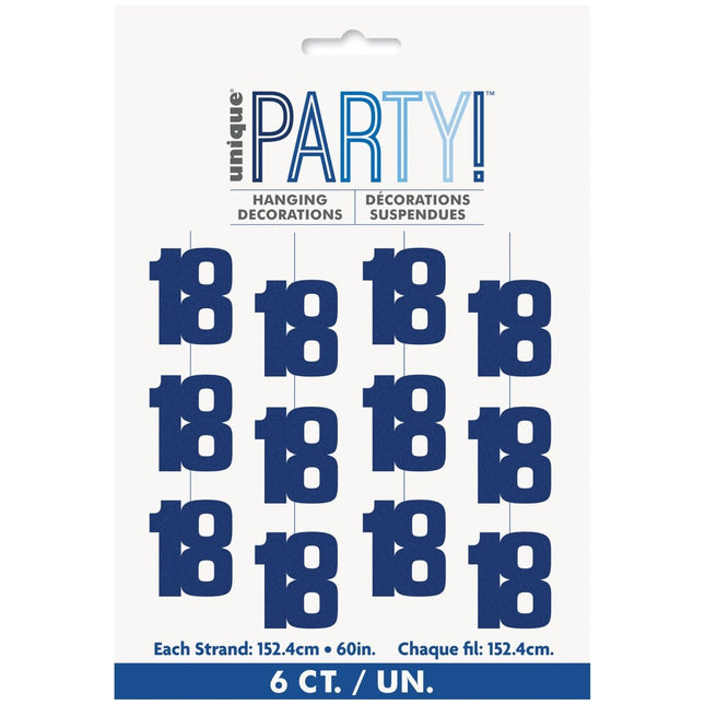 18 Jaar Hangdecoratie Blauw 1,52m van Unique koop je bij Partywinkel