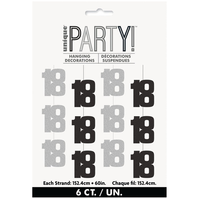 18 Jaar Hangdecoratie Zilver 1,52m van Unique koop je bij Partywinkel