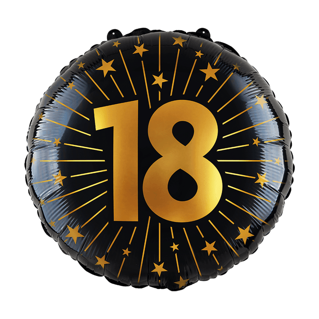 18 Jaar Helium Ballon Zwart Goud Folie Leeg 45cm van WeFiesta koop je bij Partywinkel