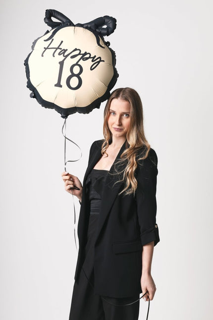 18 Jaar Helium Ballon Zwart Wit 53cm van Partydeco koop je bij Partywinkel