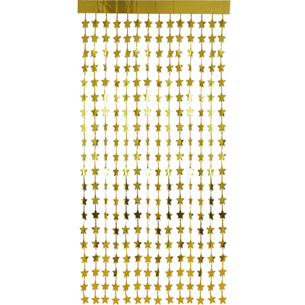 Door Curtain Foil Stars, Gold-Colored - 2x1 m