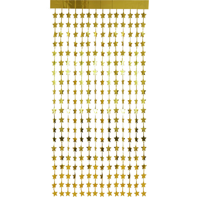 Door Curtain Foil Stars, Gold-Colored - 2x1 m