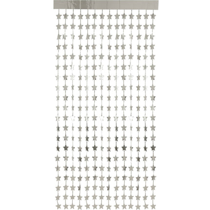 Door Curtain Foil, Stars, Silver - 2x1 m