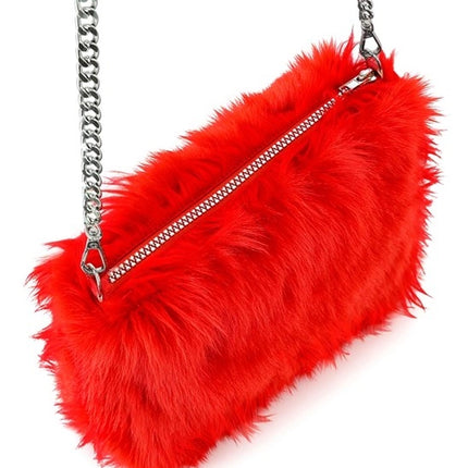 LONG PLUSHE RED HANDBAG