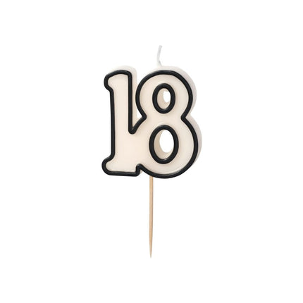 19 Jaar Kaars Zwart Wit 5,5cm van Partydeco koop je bij Partywinkel