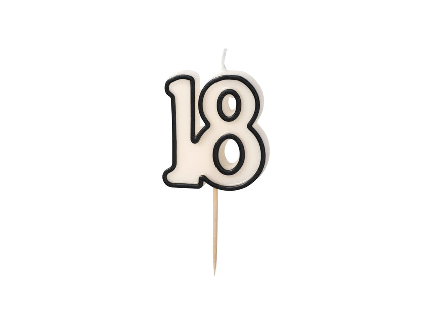 19 Jaar Kaars Zwart Wit 5,5cm van Partydeco koop je bij Partywinkel