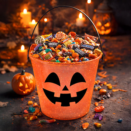 Halloween Bucket, Orange Glitter