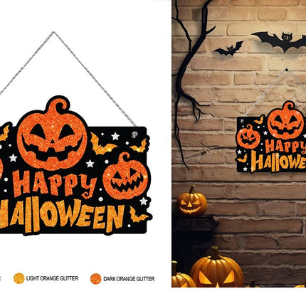 Halloween Door Sign, Glitter, 37 cm