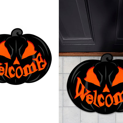 Halloween Doormat: Black Pumpkin
