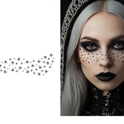 Halloween Fake Tattoo: Black Face with Spiders, 16 cm