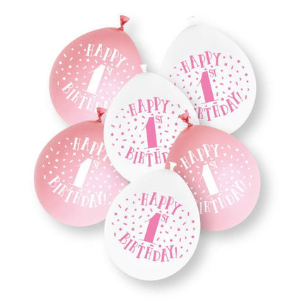 1e Verjaardag Latexballonnen Roze 23cm 10st van Unique koop je bij Partywinkel