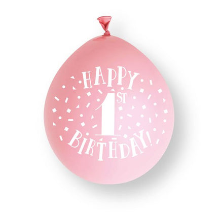 1e Verjaardag Latexballonnen Roze 23cm 10st van Unique koop je bij Partywinkel