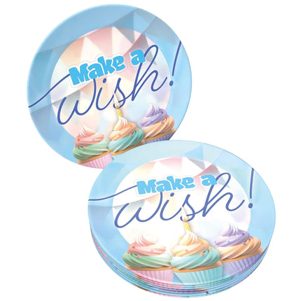 Blue "Make A Wish" Signs, 23 cm, 8-pack
