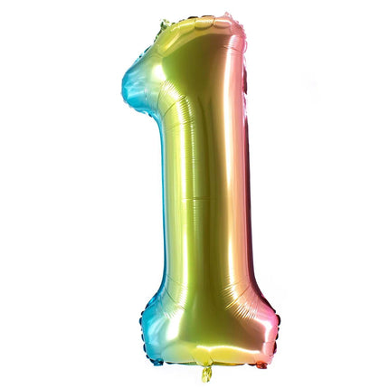 1-Year-Old Number Balloon, Rainbow, Empty, 85 cm