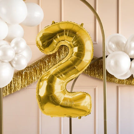 2 Jaar Cijfer Ballon Goud Leeg 72cm van Partydeco koop je bij Partywinkel