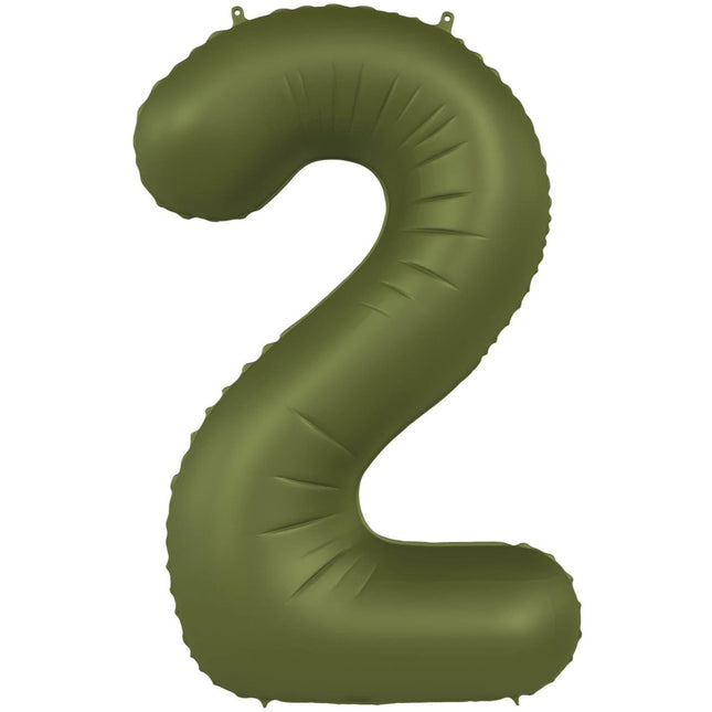 2 Jaar Cijfer Ballon Groen Mat 86cm van Folat koop je bij Partywinkel