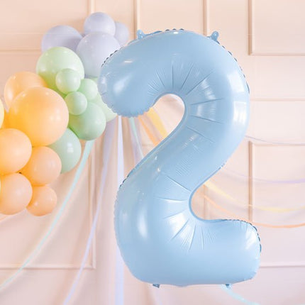 2 Jaar Cijfer Ballon Lichtblauw Leeg 72cm van Partydeco koop je bij Partywinkel