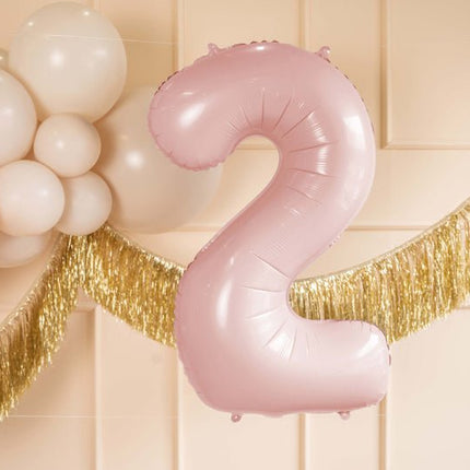 2 Jaar Cijfer Ballon Lichtroze Leeg 72cm van Partydeco koop je bij Partywinkel