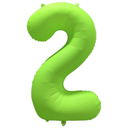 2 Jaar Cijfer Ballon Neon Groen Leeg 86cm van Riethmueller koop je bij Partywinkel
