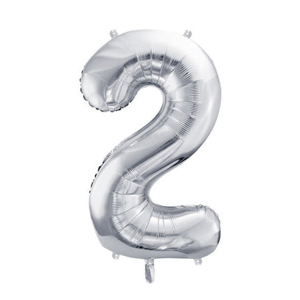 2 Jaar Cijfer Ballon Zilver Leeg 72cm van Partydeco koop je bij Partywinkel