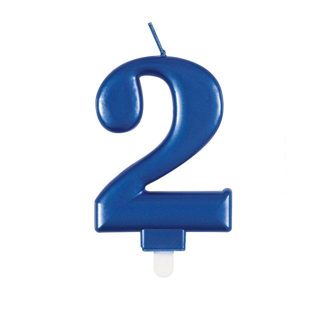 2 Jaar Kaars Blauw 12cm van Unique koop je bij Partywinkel