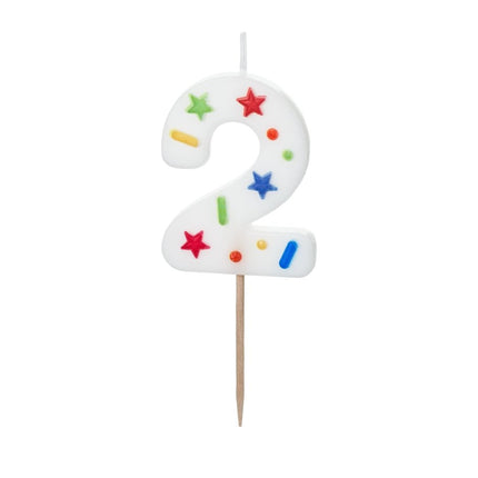 2 Jaar Kaars Gekleurd 10cm van Partydeco koop je bij Partywinkel