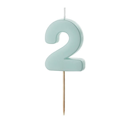2 Jaar Kaars Lichtblauw 5,5cm van Partydeco koop je bij Partywinkel
