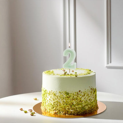 2 Jaar Kaars Mintgroen 10cm van Partydeco koop je bij Partywinkel
