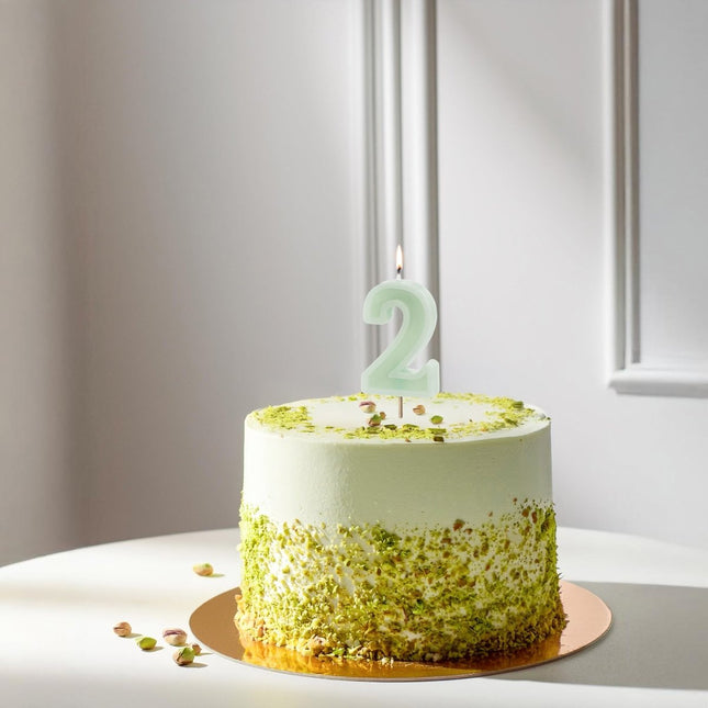 2 Jaar Kaars Mintgroen 10cm van Partydeco koop je bij Partywinkel