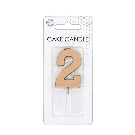 2 Jaar Kaars Rose Goud Metallic 4,5cm van WeFiesta koop je bij Partywinkel