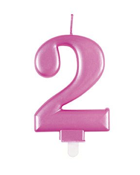 2 Jaar Kaars Roze 12cm van Unique koop je bij Partywinkel