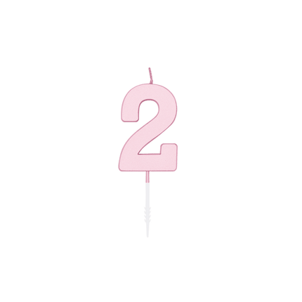 2 Jaar Kaars Roze Pastel 4,5cm van WeFiesta koop je bij Partywinkel